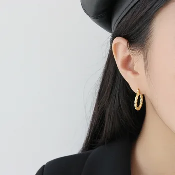 S'STEEL Väzbe Zlatá Obruč, Náušnice Pre Ženy kórejský 925 Sterling Silver Pendientes Plata De Ley 925 Mujer Earings Módne Šperky
