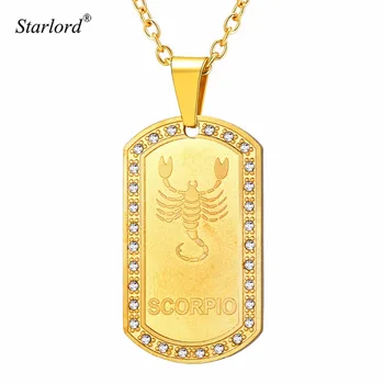 Starlord Znamenia Škorpión Charm& Náhrdelník Pre Mužov/Ženy Šperky Drahokamu Zlato Dog Tag 12 Súhvezdí Šperky Darček GP3607