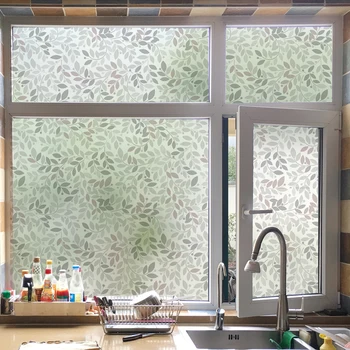 Statické sklo okna film dekorácie zelenej listovej vzor kuchyňa spálňa samolepiace fólie domáce dekorácie BLT3052