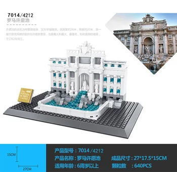 Stavebné Bloky Svet Slávnej Klasické Architektúry fontana di tervi/ lincoln memorial /London bridge/veľká sfinga/Biely Dom