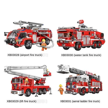 Stavebným Požiaru Truck Model Set Fire Engine Minifigures zmenší Miniatúrne Hračky pre Chlapcov, Dievčatá, Deti, Dieťa Akcie Obrázok