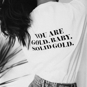 Ste Zlaté Baby,Solid Gold Lumbálna Cool Tričko Bavlna dámske Topy Streetwear Harajuku Biele Tričko Vetement Femme