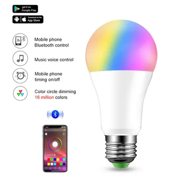 Stmievateľné LED E27 Bezdrôtové Bluetooth Smart Žiarovka 15W 85-265V B22 RGBW LED Žiarovky Ovládanie Hudby 20 Režimy sa Vzťahujú na IOS /Android