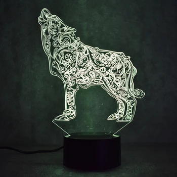 Stolná Lampa 3D USB Visual Led Nočné Svetlo Spálňa Nočné Osvetlenie Náladu Tvorivé Zvierat Vlk Lampa Spanie Svietidlo Dekor
