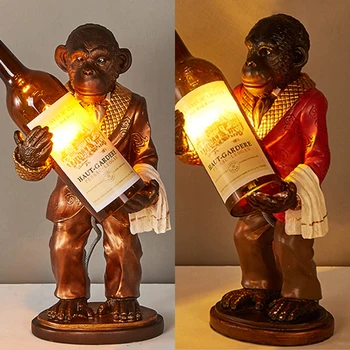 Stolná Lampa V Štýle Art Deco Opice Fľaša Vína Luminaria De Mesa Utilidades Domesticas Criativas Vianočné Vintage Zlato Jedálenský Osvetlenie