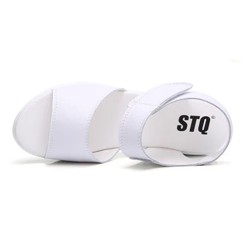 STQ 2020 Ženy Sandále Letné Biele Klin Sandále Otvorené Prst Platformu Sandalias Dámy Gladiator Sandále Ženy 9018