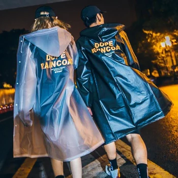 Street Style Pár Turistika Pršiplášť Dospelých Mužov a Žien Rainwear Univerzálny Transparentný Nepremokavé Kapucňou Daždi Kabát Oblek