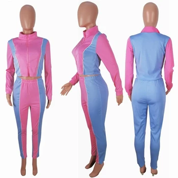 Streetwear Ružové Tepláky pre Ženy Nastaviť Joggers Jeseň 2020 Ženy Oblečenie Sady Salónik Nosiť Tepláky Ženy Dve Kus Oblečenie