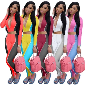 Streetwear Ružové Tepláky pre Ženy Nastaviť Joggers Jeseň 2020 Ženy Oblečenie Sady Salónik Nosiť Tepláky Ženy Dve Kus Oblečenie