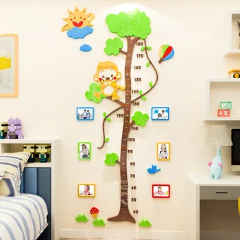 Strom Dieťa výška nálepka, 3D Akrylové samolepiace Nálepky na Stenu škôlky Výška pravítko Detí spálne dekorácie, maliarstvo