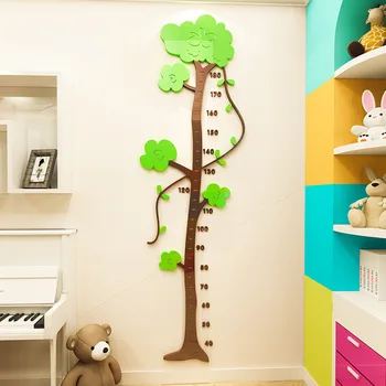 Strom Dieťa výška nálepka, 3D Akrylové samolepiace Nálepky na Stenu škôlky Výška pravítko Detí spálne dekorácie, maliarstvo
