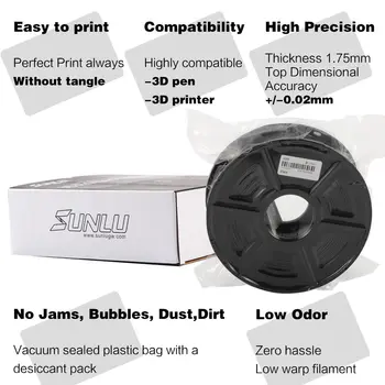 SUNLU ABS 3D tlačiarne vlákna 1.75 mm abs 3d tlač náplní spotrebný materiál abs 3d vlákna vytláčacie pre DIY model 3d tlač