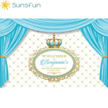 Sunsfun 7x5FT Happy Birthday Malý Princ Diamanty Opony Koruny Stoličky Vlastné Photo Studio Pozadie Pozadia Vinyl 220x150