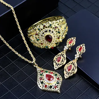 Sunspicems Módne Alžírskej Kvetinové Šperky Set pre Ženy, Zlatá Farba Svadobné Náušnice Náramok Náhrdelník Afrian Nevesta Príslušenstvo
