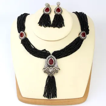 Sunspicems turecký Perličiek Náhrdelníky Náušnice Sady pre Ženy Európskej Svadobné Kaftane Šperky Retro Zlatá Farba Etnických Svadobný Dar