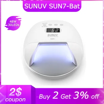SUNUV SUN7/SUN7-BAT 48W Dual ruky 30 KS UV LED Lampa Pre Vytvrdzovanie UV Gel lak na Nechty S LCD Displejom Manikúra Smart Prenosné