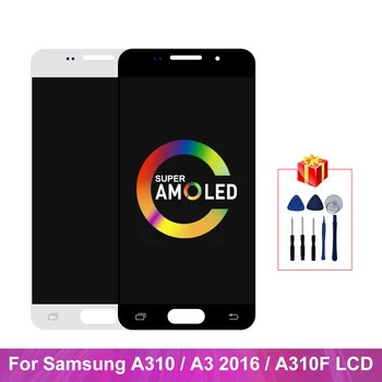 Super AMOLED A310 Displej Pre Samsung Galaxy A310 A3 2016 LCD Displej Dotykový Displej Digitalizátorom. Náhradné Diely Pre A310F LCD