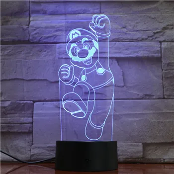 Super Mária Hry, 3D Flash LED Lampa Ilúzie Nočné Svetlo Diaľkové Ovládanie Tému Cartoon LED Nočný Stolík Lampa Bluetooth Reproduktor