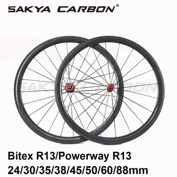 Super Svetlo Bitex R13 alebo Powerway R13 hub uhlíka kolesá 30 35 38 45 50 55 60 88mm clincher rúrkové kolesá