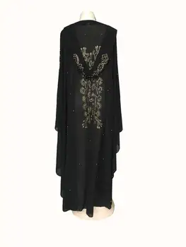 Super Veľkosť Afriky Šaty pre Ženy Dashiki Diamond Perličiek Afriky Oblečenie Abaya Dubaj Župan Večer Moslimských Šaty s Kapucňou Kapskom
