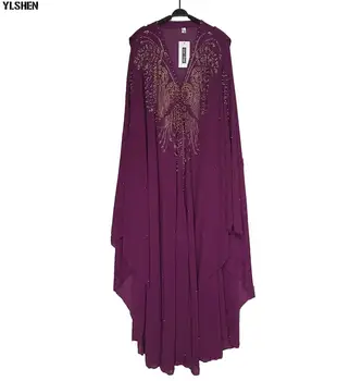 Super Veľkosť Afriky Šaty pre Ženy Dashiki Diamond Perličiek Afriky Oblečenie Abaya Dubaj Župan Večer Moslimských Šaty s Kapucňou Kapskom