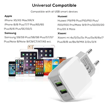 SUPTEC 5V 2.4 Duálny USB Nabíjačka pre iPhone 8 Plus 6 7 X Xs Max XR Rýchly Mobilný Telefón Sieťovej Nabíjačky EÚ Adaptér pre Samsung Huawei
