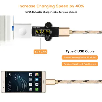 SUPTEC USB Typu C Kábel Pre Samsung S10 S9 S8 A50 Xiao Redmi Poznámka 7 Rýchle Nabíjanie USB-C Nabíjačku Mobilného Telefónu USBC Typ-C Kábel