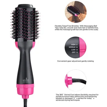 Sušič Na Vlasy A Volumizer Salon Horúci Vzduch Pádlo Styling Kefa Negatívne Ióny Generátor Hair Straightener Curler