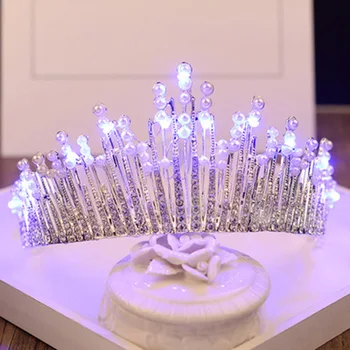 Svadobné Svadobné Tiara a Korunu Led Princezná Koruny Pearl Drahokamu Crystal 18. Narodeniny Strana 2018 Módne Vlasy, Šperky Sprievod