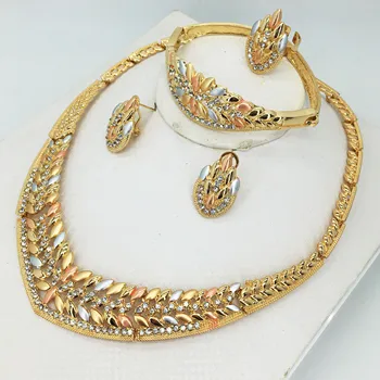 Svadobný Dar Nigérijský Svadobné Afriky Korálky Šperky Set Značky Žena Módy Dubaj Zlatá Farba Šperky Set Veľkoobchod Dizajn