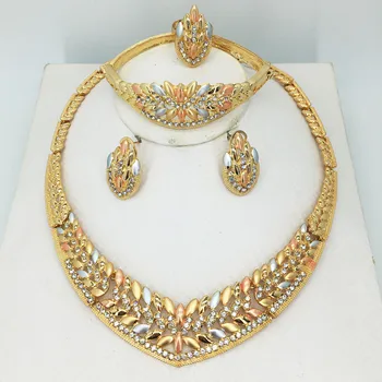 Svadobný Dar Nigérijský Svadobné Afriky Korálky Šperky Set Značky Žena Módy Dubaj Zlatá Farba Šperky Set Veľkoobchod Dizajn