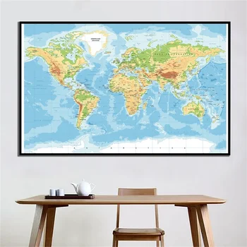 Svet Mapy Topografické Mapy Non-vôňa Non-tkané Plátno na Maľovanie na Stenu Umenie Obrázok, Plagát, Obývacia Izba Domova