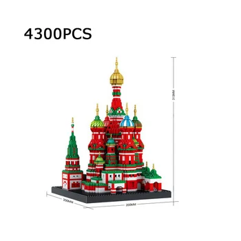 Svet slávnej Historickej Architektúry tehly rusko moskva Saint Basils Katedrála micro diamond blok nanobrick hračka
