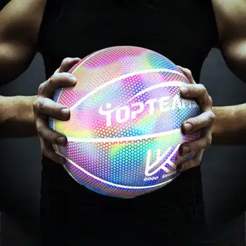 Svetelný Basketbal Holografické Reflexné Športové Svetelná Guľa Nylon Opotrebovaniu Svetelné Svetelné Basketbal Darček k Narodeninám
