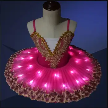 Svetelný Deti Balet Tanečné Šaty Deti LED Svetlo Princezná Tanečné Šaty Dievča Povolanie Balet Tutu Kostým Labutie Jazero šaty