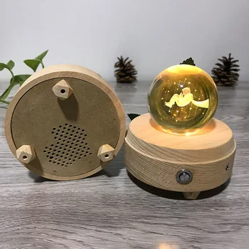 Svetelný Drevené Music Box Bluetooth Otočiť Crystal Ball Music Box Mesiac S Projektorom Svetlo Na Narodeniny, Vianoce, Nový Rok, Darček