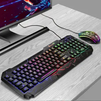 Svetelný Herné Klávesnice, Myši, Kombinovaný USB Káblové Keybord Hráč Auta Nepremokavé Multimediálne LED Podsvietenia Klávesnice A Myši, Nastavte Pre PC