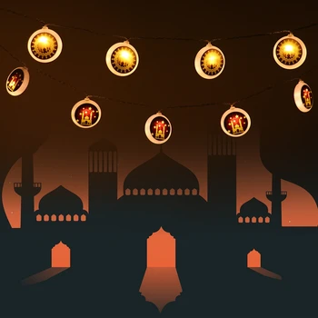Svetelný Reťazec Ramadánu Eid Mubarak Dekorácie Pre Domov Al Adha Ramadánu Kareem Nočné Svetlo Islam Moslimská Strana Navrhne Eid Dekor