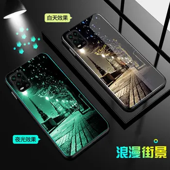 Svetelný Tvrdeného Skla Prípade Pre Xiao Mi 10 Lite 5G Prípade Žiariace Zadný Kryt Pre Xiao Mi 10 Lite 5G Silikónový Kryt Telefónu Taška