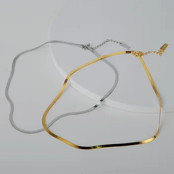 Svetlo Európskych a Amerických jednoduché nika dizajn strane S925 mincový striebro krátke hladké náhrdelník žien papier reťazec krku reťaz