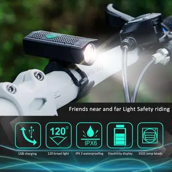 Svetlo na bicykel USB Nabíjateľné 350 Lúmenov Požičovňa Svetlo Predné Cyklistické Svetlometu Požičovňa LED Baterka Vodotesné Svietidlo Dropshiping