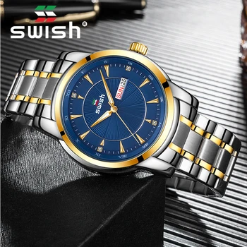 SVIŠŤANIE Kalendár Business Sledovať Mužov Luxusné Módne Náramkové hodinky Vodotesné Šport Svetelný Vojenské Quartz Hodinky Montre Homme 2020