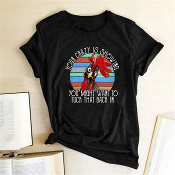 Svoje Šialené Ukazuje Kohút Vytlačené T-shirts Ženy Letné Topy pre Woemn Dámy Grafické Tričko Estetické Harajuku Oblečenie Femme