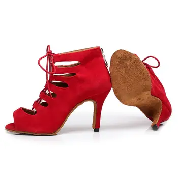 SWDZM Ženy sála latinské tanečné topánky čipky semiš tanečné topánky sú ideálne pre tanečné topánky dievčatá, ženy dámy praxi súťaže modrá Červená