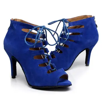 SWDZM Ženy sála latinské tanečné topánky čipky semiš tanečné topánky sú ideálne pre tanečné topánky dievčatá, ženy dámy praxi súťaže modrá Červená