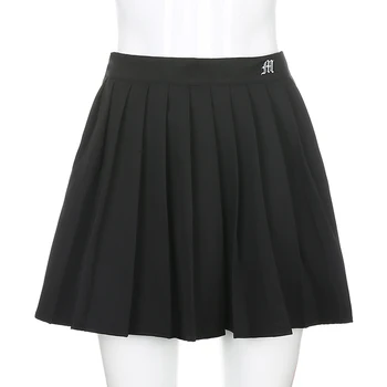 Sweetown Goth Estetické Skladaný Sukne Žena Black Dark Akademickej Obce E Dievča Oblečenie Kórejský Módne Školské Dievča S Nízkym Pásom Mini Sukne