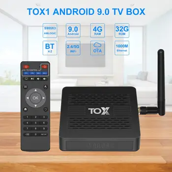 SZBOX 2020 Nové TOX1 Amlogic S905X3 Android 9.0 TV Box 4 GB 32 GB Set-top box 2.4 G 5G WiFi Bluetooth 1000M 4K TVBOX VS X96 Max Plus