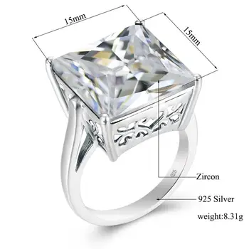 Szjinao Reálne 925 Sterling Silver Diamond Prstene Pre Ženy Neo-Gotickom Snubný Prsteň Námestie Kamene, Jemné Šperky Designer Engrave