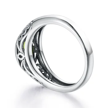 Szjinao Strieborný Prsteň Pre Ženy Retro Reálne 925 Sterling Silver Ring S Peridot Kamene, Svadobné Enagement Slávnej Značky Šperky