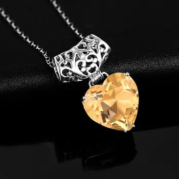 Szjinao Strieborný Prívesok Pre Ženy, Skutočné 925 Sterling Silver Yellow Crystal Prívesky Srdce Trendy Jemné Šperky, Svadobné Dary Nové